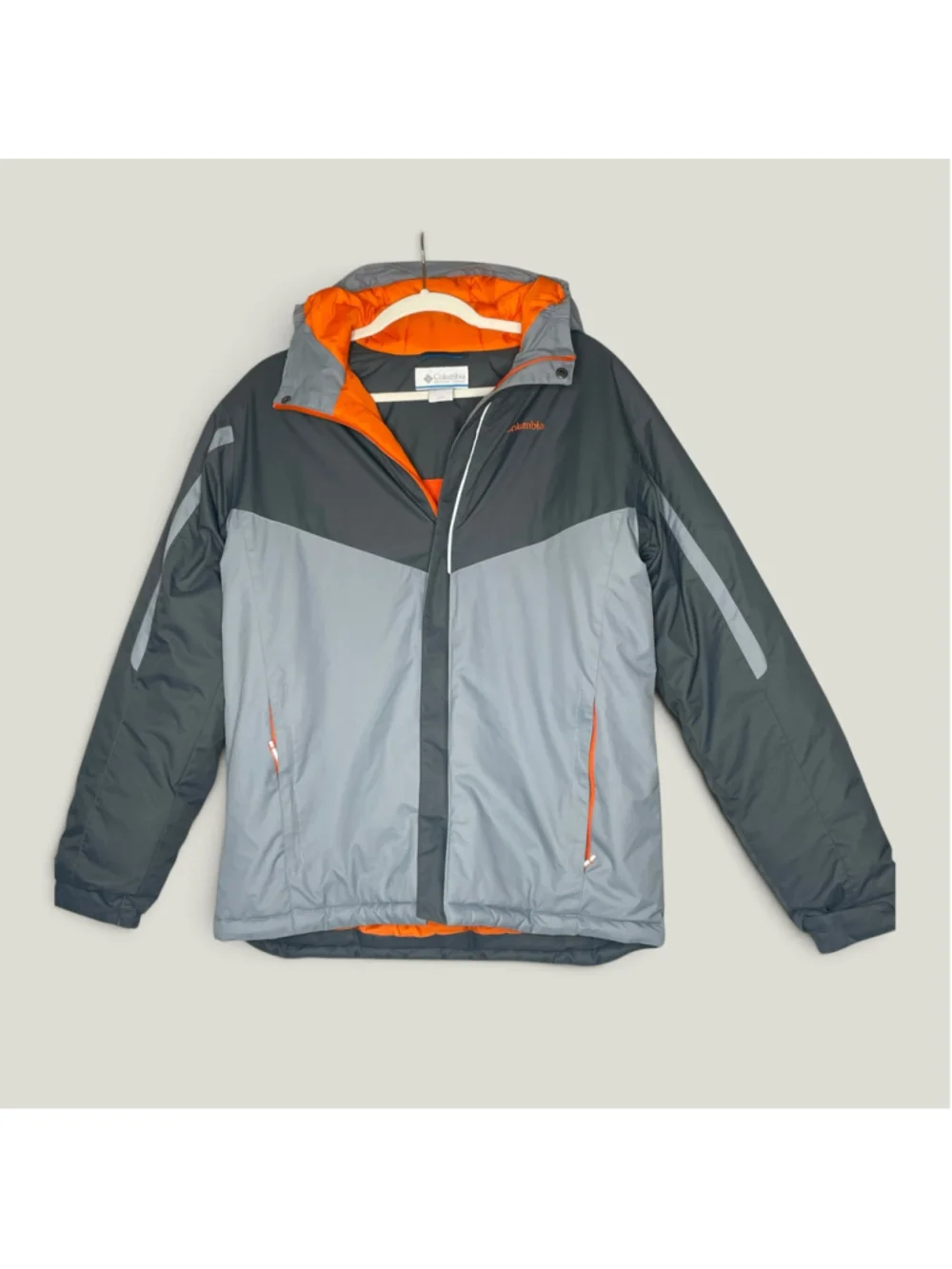Columbia Boys XL 18/20 Hooded Winter Ski Jacket Gray Orange